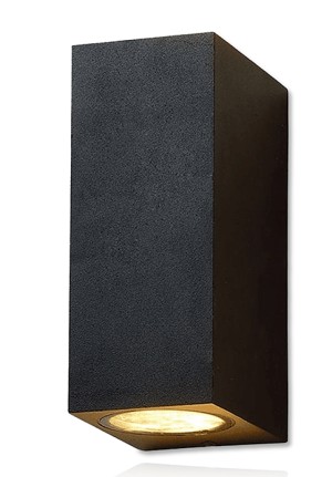 Wandarmatuur zwart voor 2 x GU10 lamp